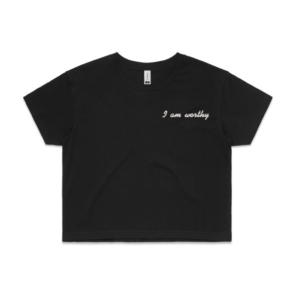 I am worthy // Crop Tee // Black Thumbnail