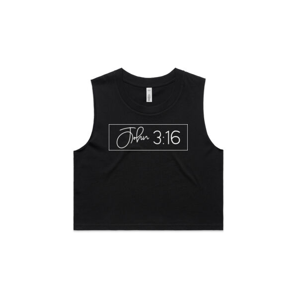 John 3:16 // Crop Tank // Black Thumbnail
