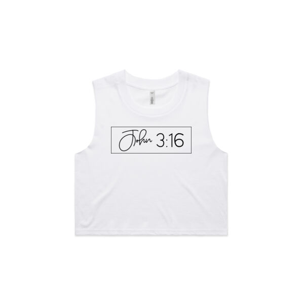 John 3:16 // Crop Tank // White Thumbnail